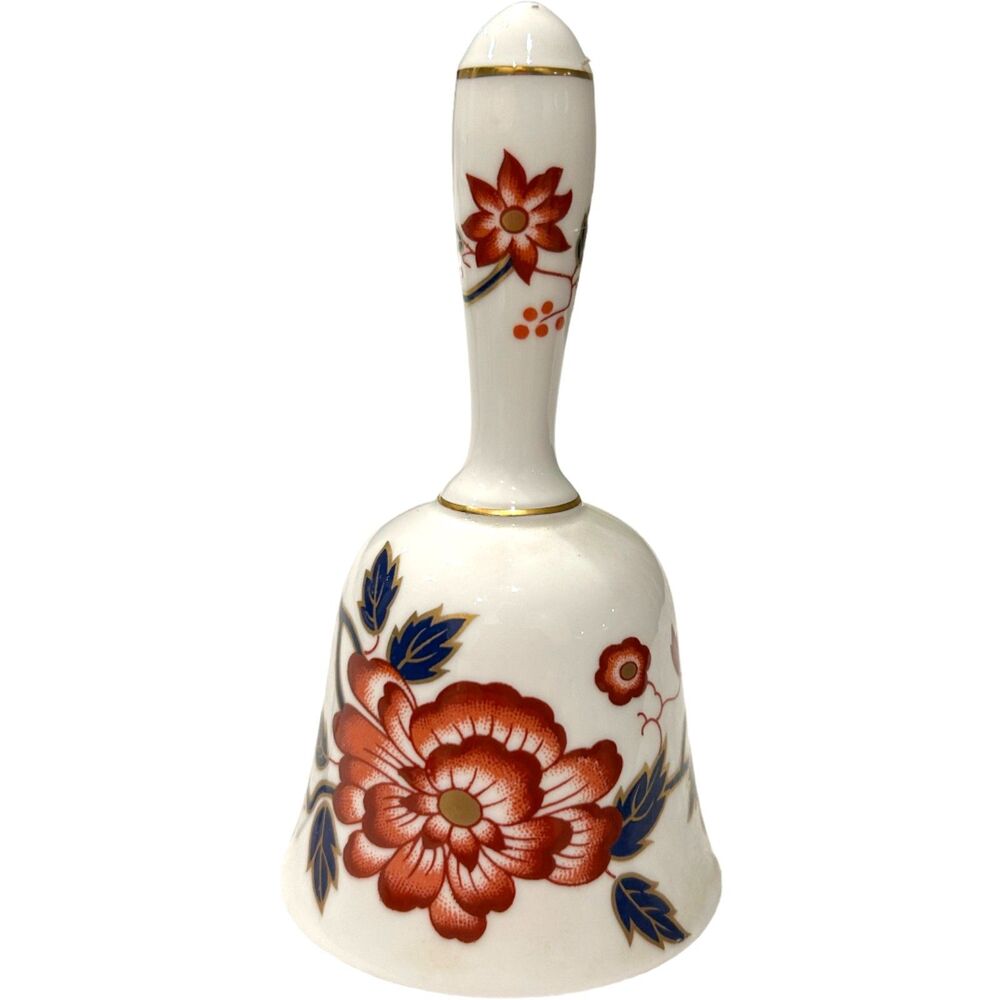 Vintage Crown Staffordshire Bone China Imari Pattern Bell Danbury Mint ~ 5"h